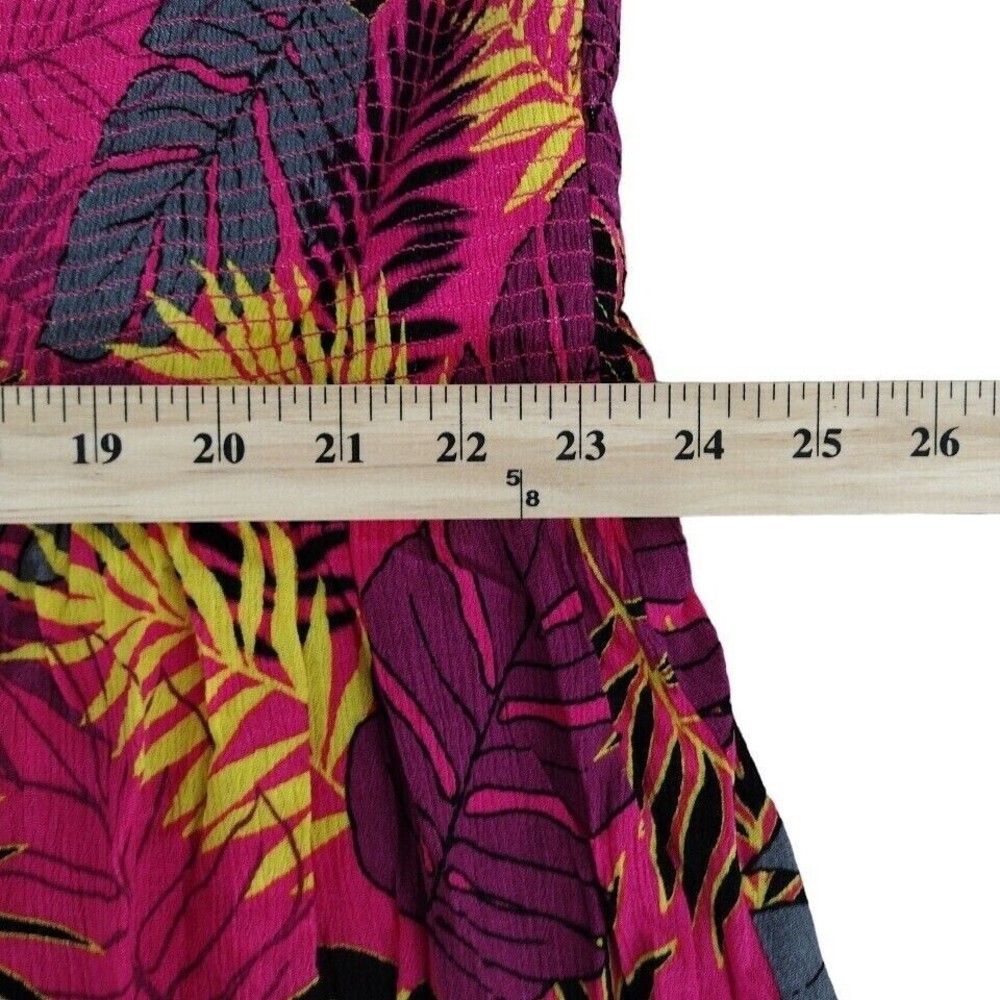 Torrid 5 XL Convertible Smocked Midi Pink Dress Skirt Crinkle Gauze Palm Leaves - Picture 10 of 12
